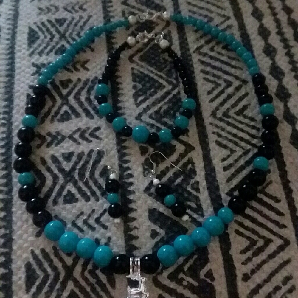 Glass beads hand made jewelry set unique design  f